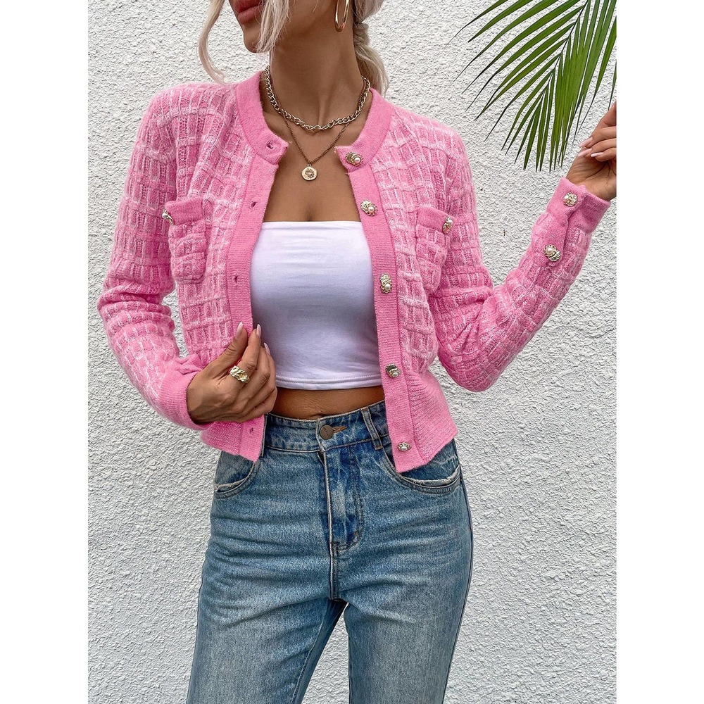 Preppy plazacore chunky knit Button Front Cardigan